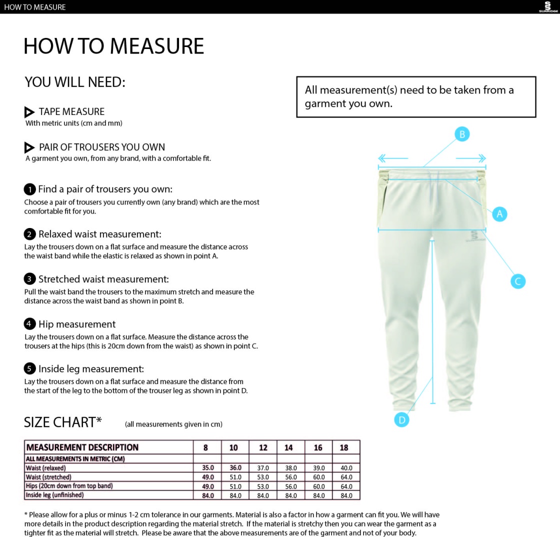 Bentley CC Ergo Playing Women`s Pant - Size Guide
