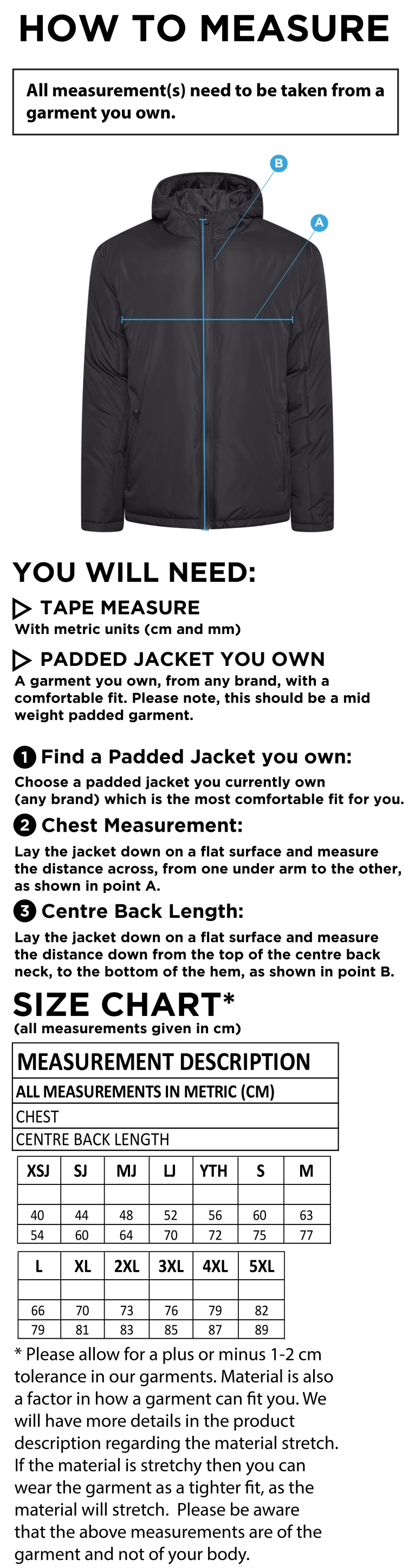 Bentley CC Active Padded Jacket - Navy - Size Guide