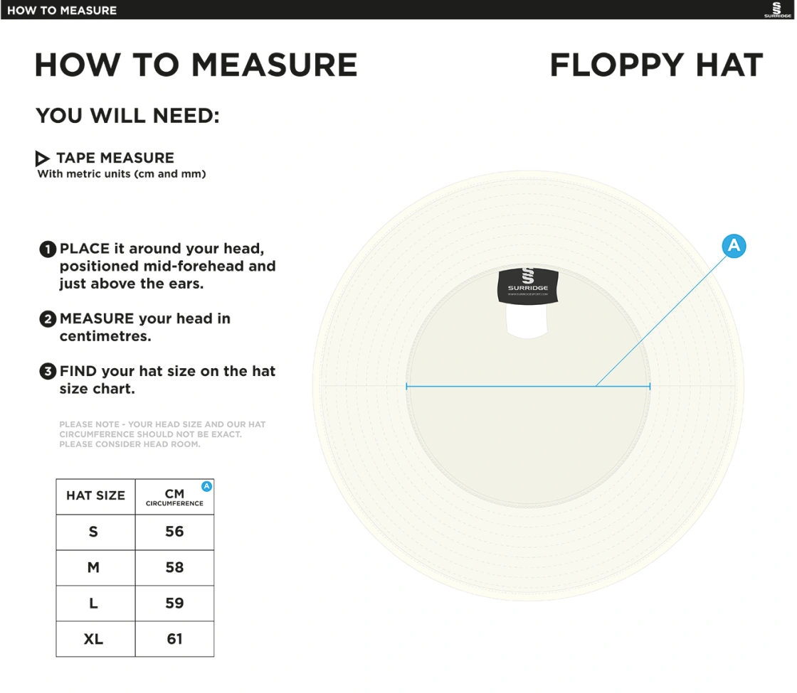 Bentley CC - Floppy Hat - Size Guide
